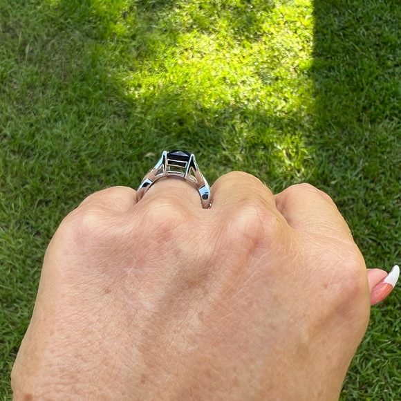 Silver-tone Royal Blue Costume Ring - Picture 9 of 15